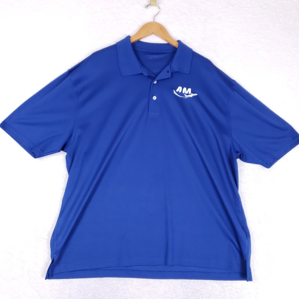 Sport-Tek Polo Shirt Mens 3XL Performance Royal Blue Airline Logo Golf Athletic